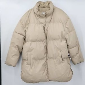 ASOS DESIGN  rubberized oversized puffer jacket in camel Size 14 Tall